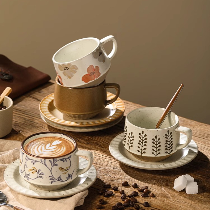 Retro Ceramic Cup Coarse Potte - Coffee Tea And Sugar Set review and price