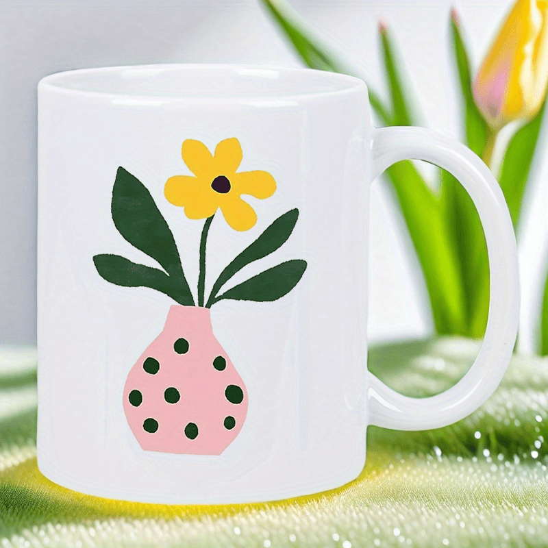 Ceramic Mug with Cute Pink Vas - Morning Tea Coffee review and price