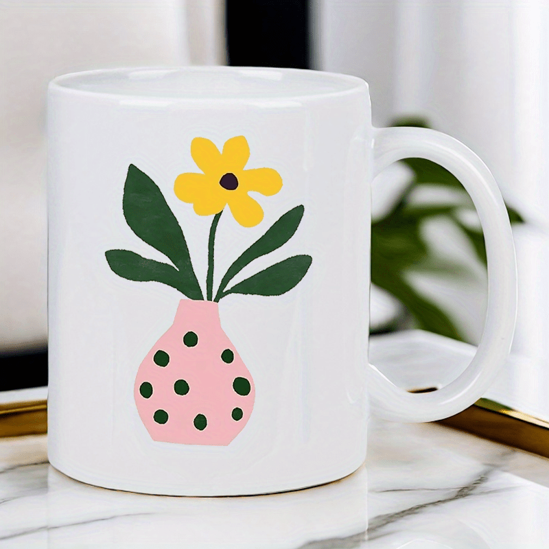 Ceramic Mug with Cute Pink Vas - Morning Tea Coffee review and price