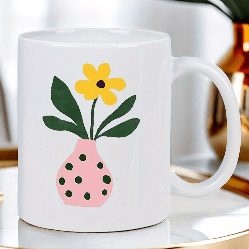 Ceramic Mug with Cute Pink Vas - Morning Tea Coffee review and price